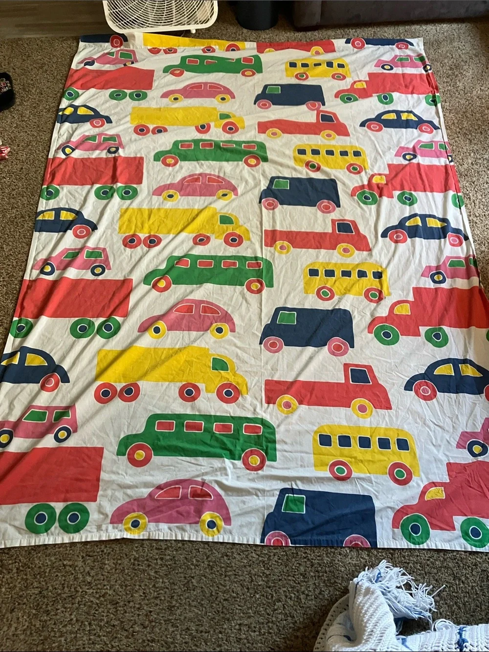 Marimekko Kids Cars and truck vintage 1970s Sheet boo Bo Dan rivers twin flat